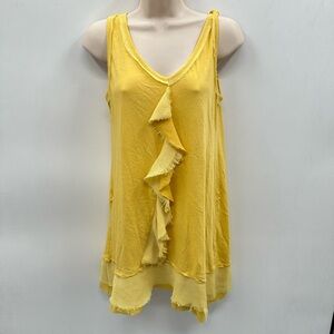 TOUT A COUP distressed Yellow woman lightweight cotton boho chic tank top M
